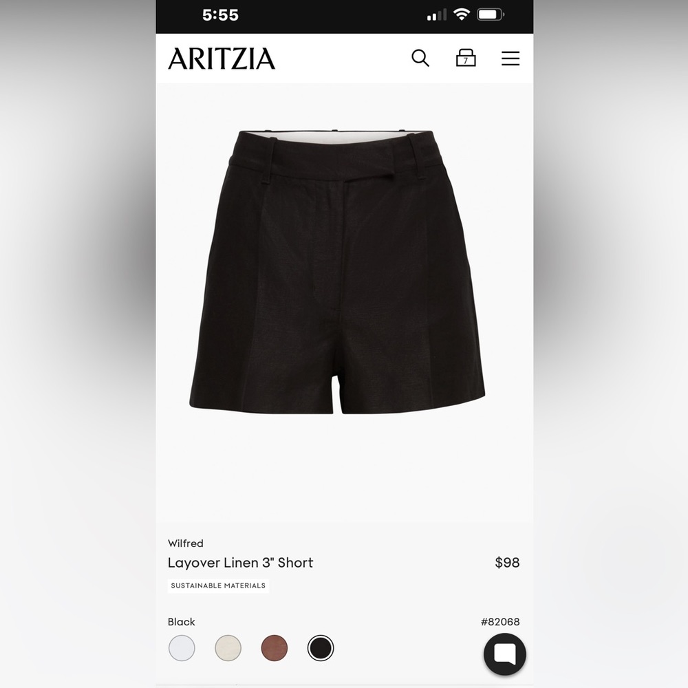 Wilfred black linen shorts